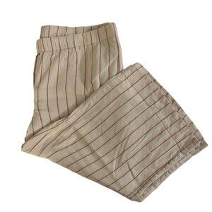 J.Jill Linen Stretch Striped Petite Wide Leg‎ Cropped Pants Womens XL Beige Pink